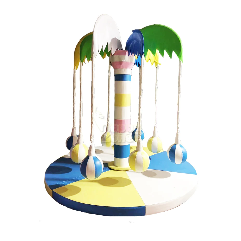 Wholesale kids indoor play area coconut tree theme electric carousel merry go round soft play equipment for indoor playground