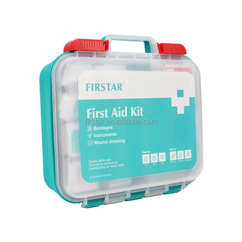 FIRSTAR Custom First Aid Kit Hard Red Case 154 Pieces Premium Medical Supplies for Travel Home Office Camping Workplace Outdoor