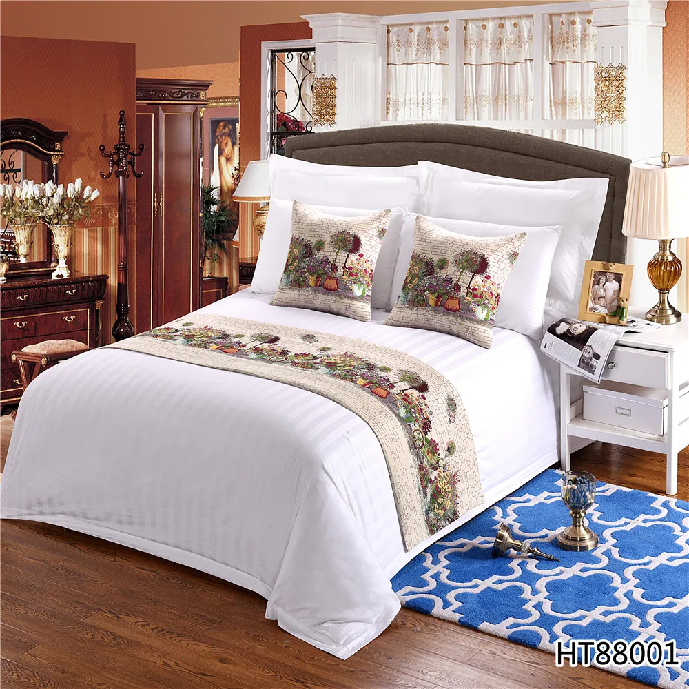 Cheap Price Hotel Luxury Bed Runner Quilt Mattress Toppers Linen Sheets Set With Cushion Decorative Pillow Cover