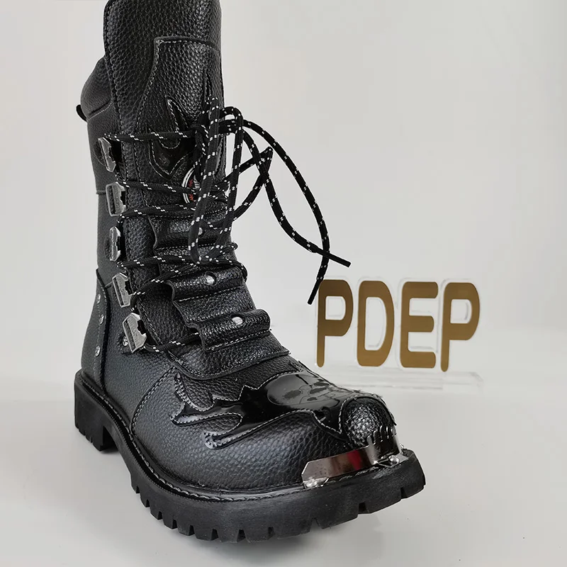PDEP motorcycle boots for men 2021 new style of rock boots men thick sole leather punk boots men casual