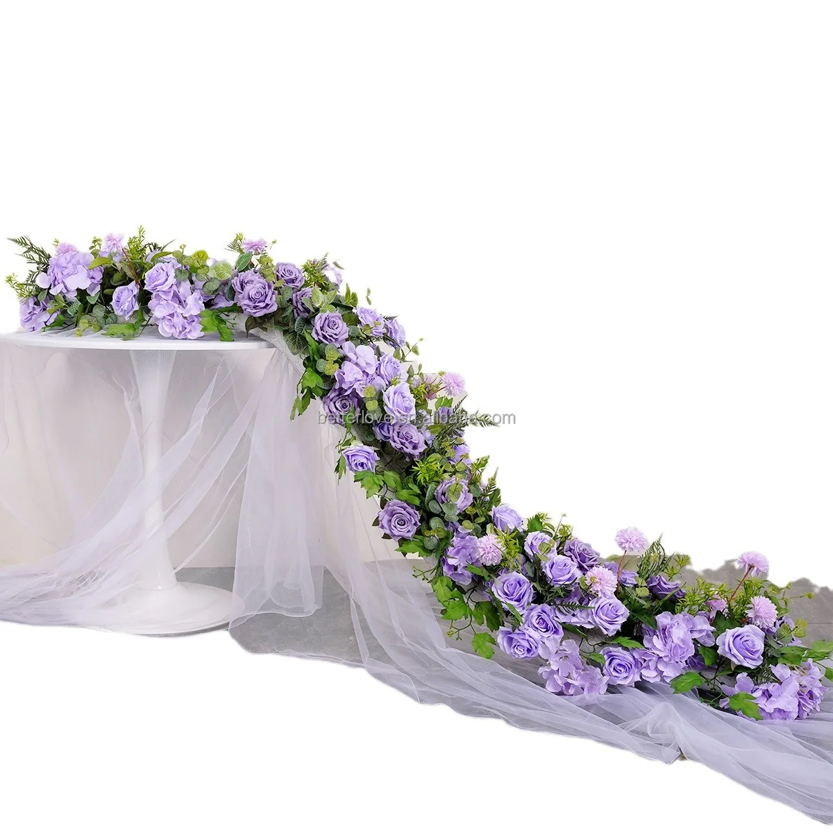 Hot Selling 110CM silk pink rose centerpiece flowers runner for table flower runner cetrepiece wedding