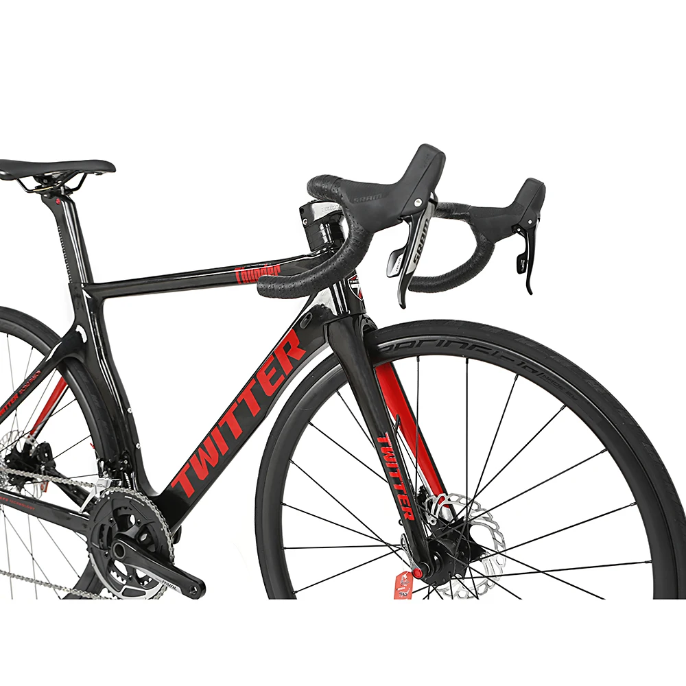 TWITTER Thunder Bicycle Light Carbon Road Bike 700C RIVAL 22speed Disc Brake Carbon Frame Road Bike