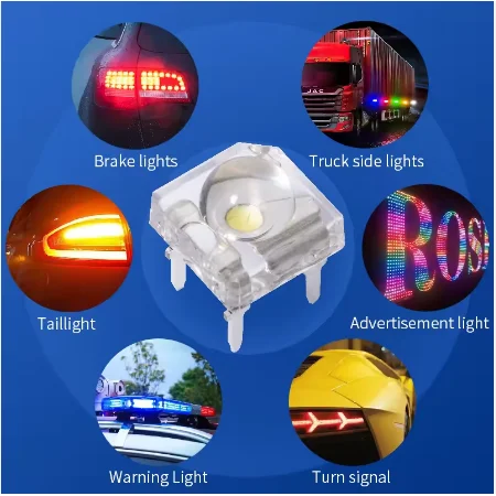 5mm Two Chips Piranha Led 4 Pin Super Flux Led Rgb 7.6mm Piranha Led clear Lens Common Anode Patch Super Flux Led