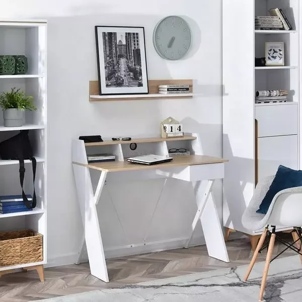 Home Office Furniture simple computer desk with drawer storage shelves study table steel wood desktop computer table