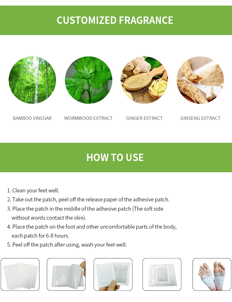 Free Sample Best Seller Korea Ginseng Detox Foot Patch