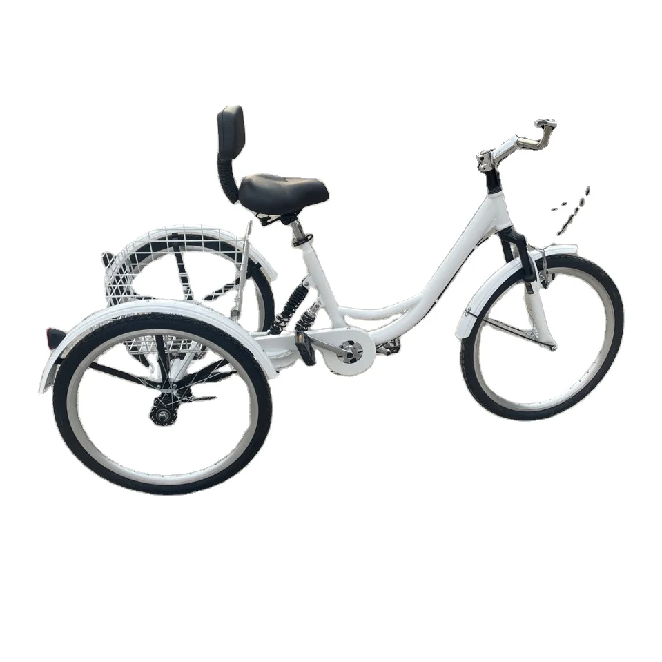 7-speed man-power tricycle front and rear shock-absorbing rickshaw with basket