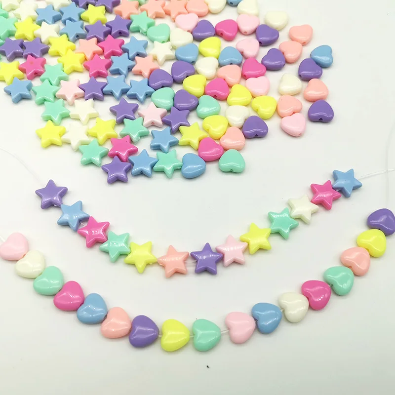 10 MM ACRYLIC HEART BEADS STAR beads macaron disperse candy color DIY material string beads accessories