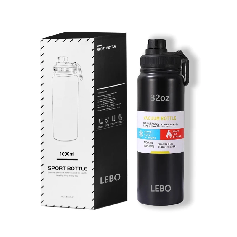 32oz Leak Proof Vacuum Insulated Stainless Steel Sports Water Bottle With Straw Lid For Gym Travel Camping Bpa Free Color Box