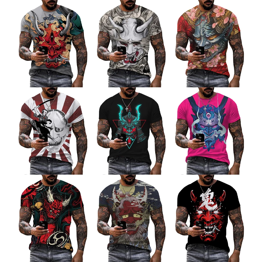 2022 Japanese Prajna Face 3D Printed Shirt for Men Digital Printing T Shirt Custom Unisex Over Print OEM and ODM T-shirts