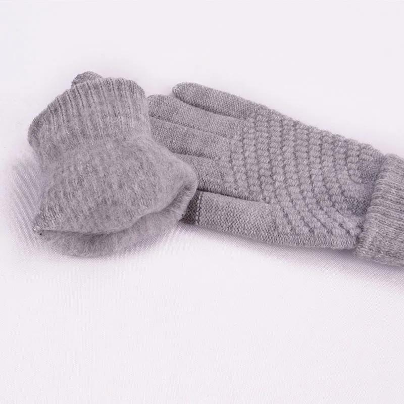 
Winter Touch Screen Gloves Women Men Warm Stretch Knit Mittens Imitations Wool Full Finger Guantes Female Crochet Luvas Thicken 