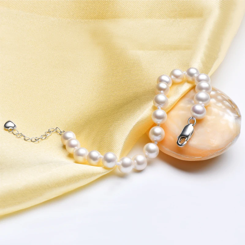 Adjustable length wholesale price  s925 sterling silver 6-7mm freshwater pearl beaded Bracelet for women
