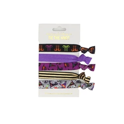 Huihuang Wholesale Price Christmas Girls Women Hair Accessories Custom Logo Gold Foil Ink Print Holiday Knot Elastic Hair Tie