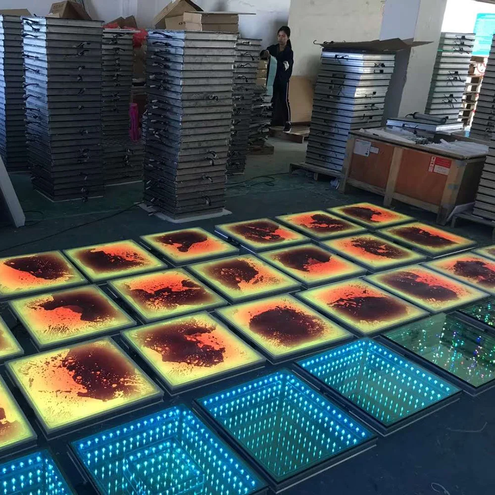 
rechargeable led 3d sensitive liquid dance floor RGB color changing illuminated light up liquid gel sensory floor tiles 