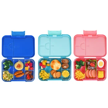 Aohea one latch bento box food picnic school lunch box plastic bpa free 6 compartments bento box