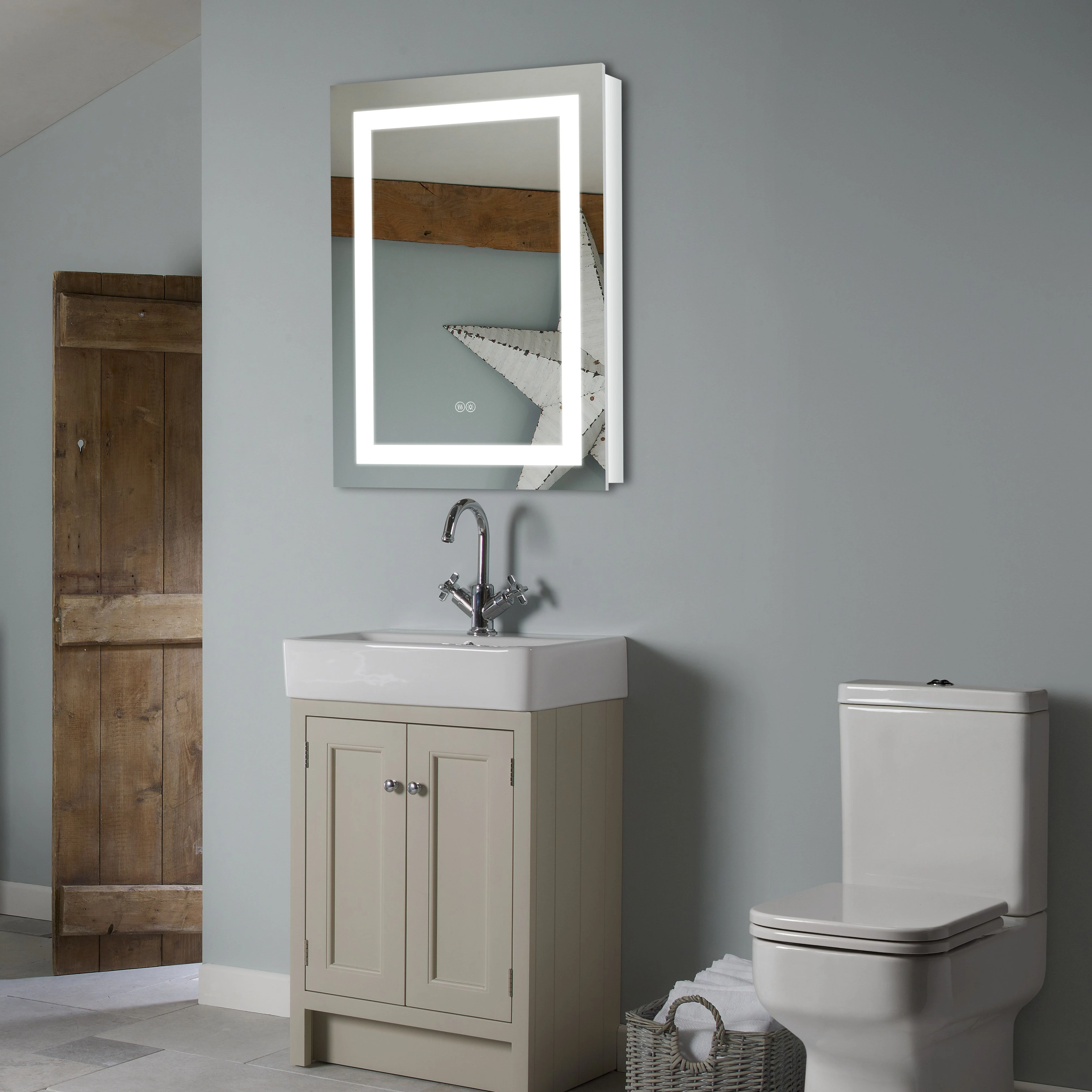 New Design Modern Bathroom Anti-fog Touch Switch Led Mirror Cabinet