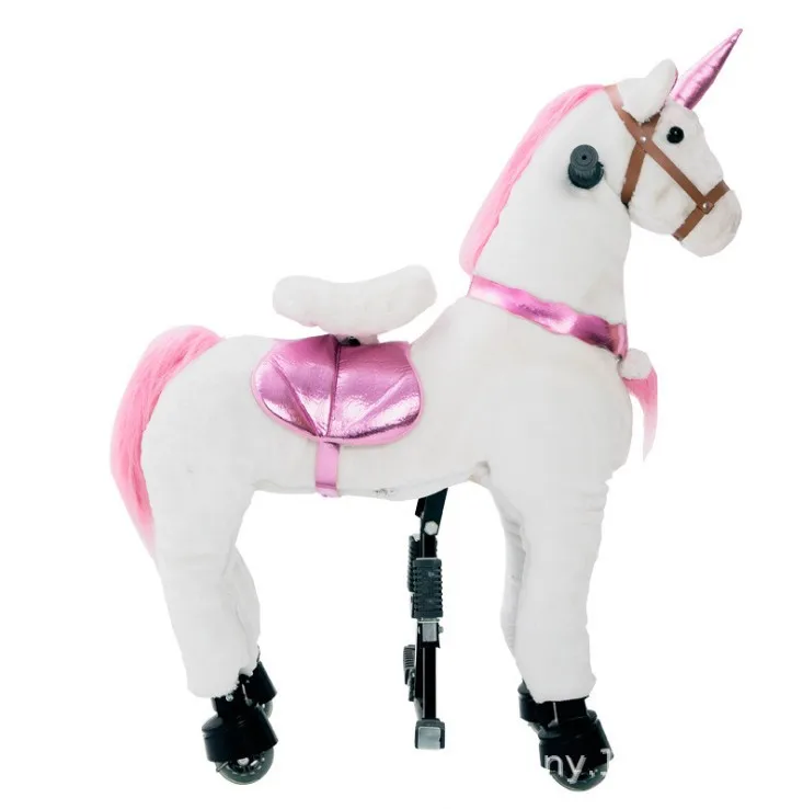 Happy Island ride on animal toy human power horse wooden running horse unicorn mechanical horse