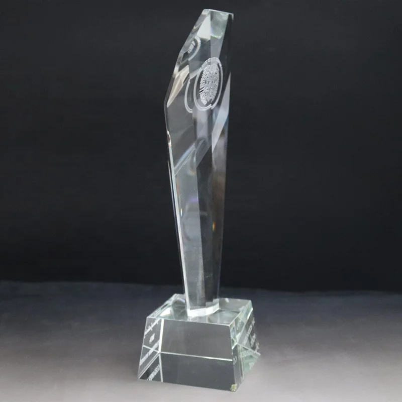 Custom Engraved K9 Crystal Column Trophy Award With Crystal Base For Corporate Souvenirs Gifts