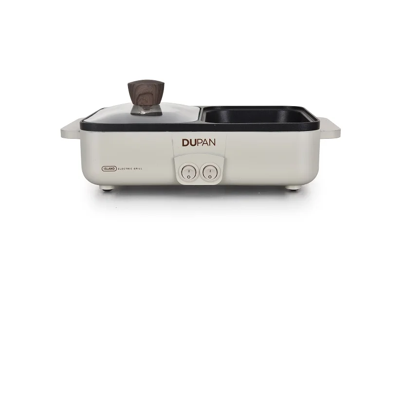 Kitchenware Pot Non Stick Grill Pan Barbecue Grill Korean Indoor Smokeless 2 in 1 Electric Grill Pan with Hot Pot Electric 1200