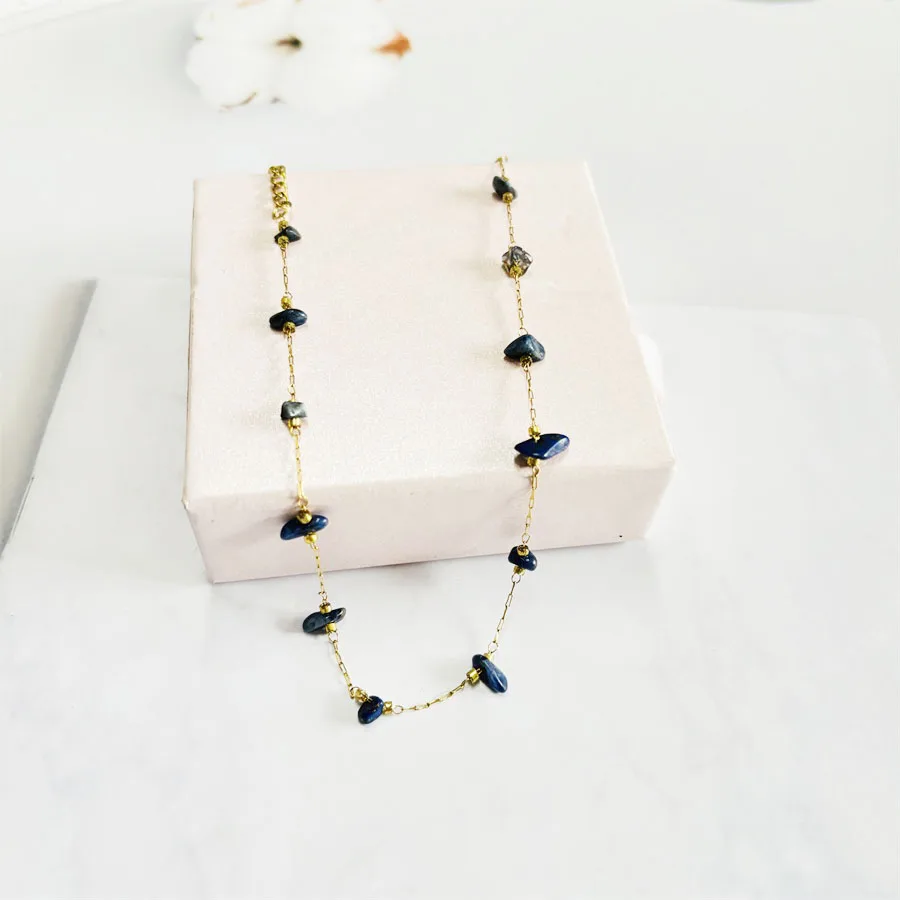 2024 summer women natural stones stainless steel gold plated 7 colors  necklaces