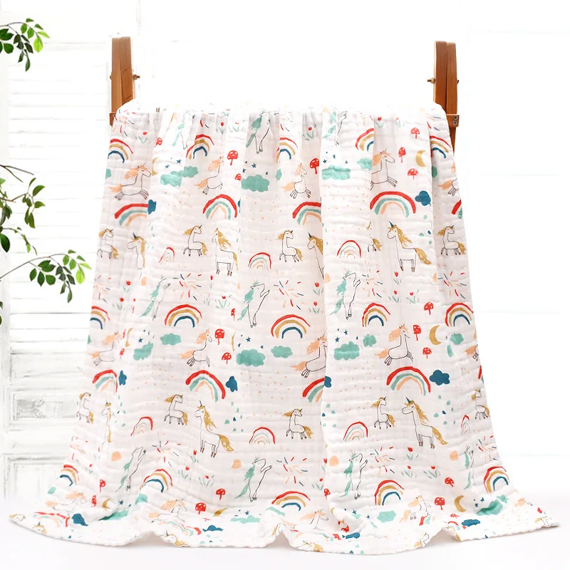 Wholesale Baby 2024 Muslin blanket  Fashion Design Printed Floral Washable Cloth Eco-friendly wrapped towel
