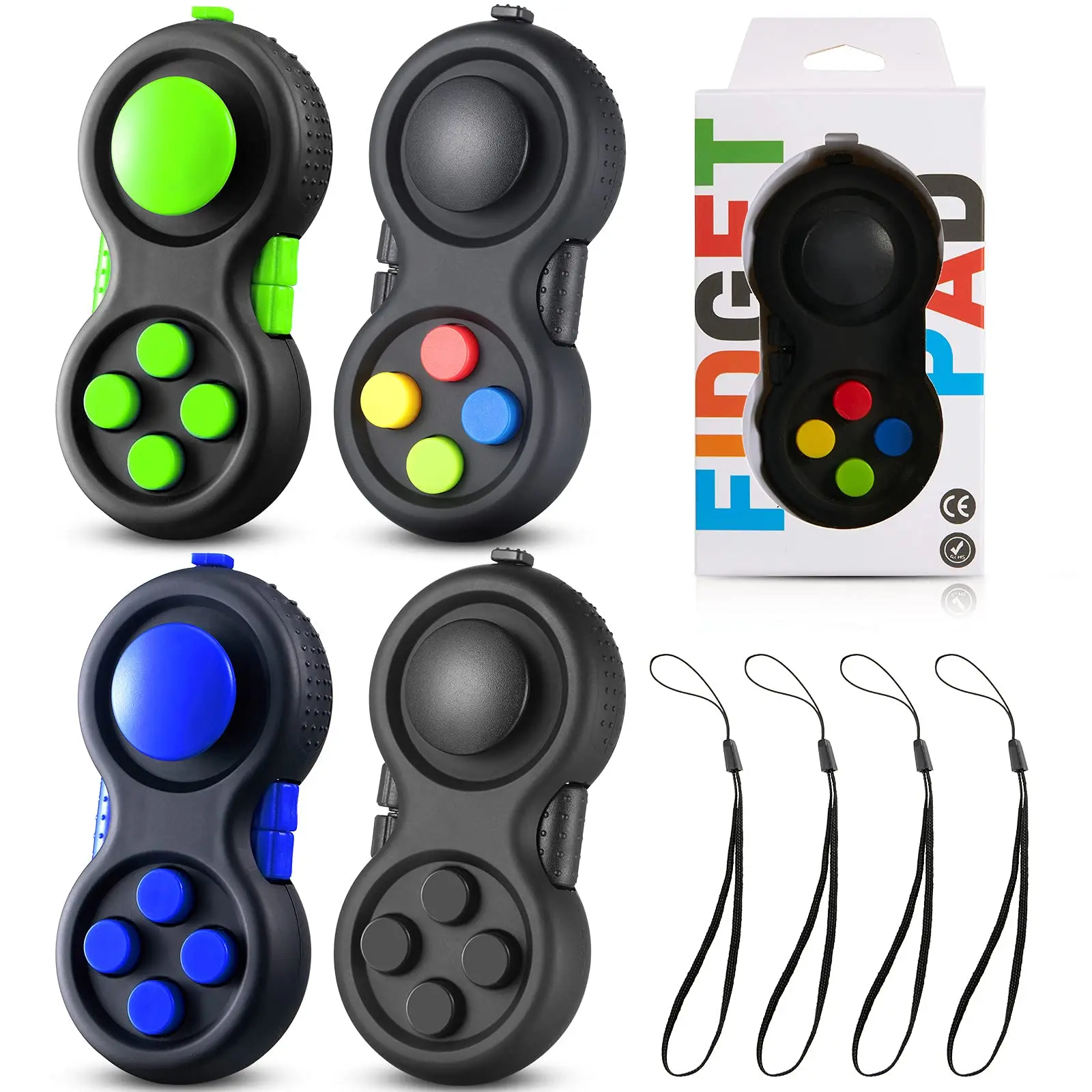Fidget Pad Toy for Anxiety and Stress Relief Fidget Features Cube with Silent Button Kids ABS Plastic Sensory Spinner