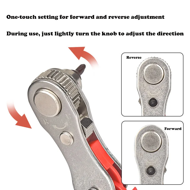 New two-way multi-function ratchet screwdriver positive and negative narrow space screwdriver turning wrench flat head bit set