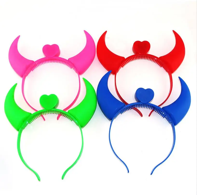 Glow Halloween Decorations Neon Party Concert Birthday Favors LED Light Up Devil Horns Headband