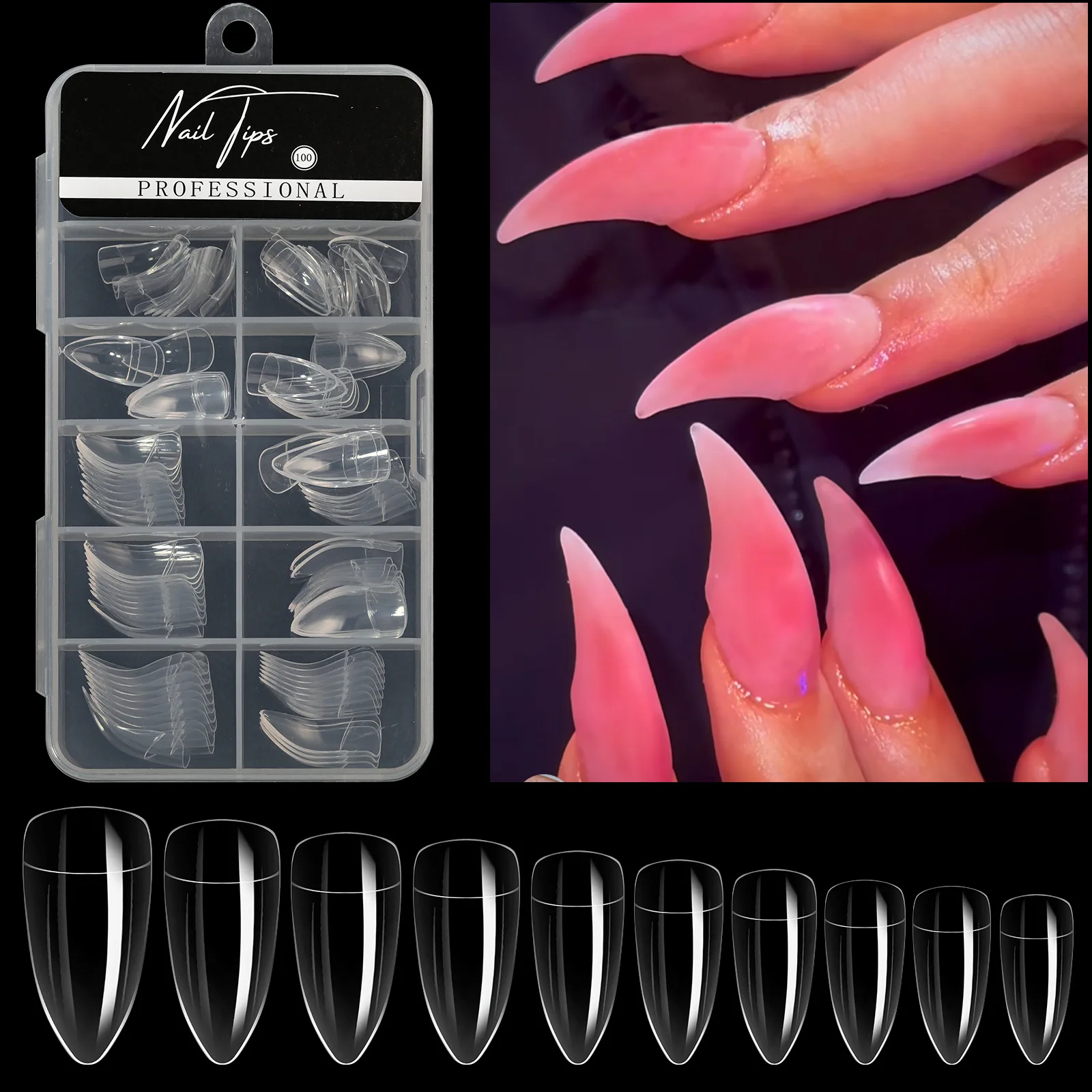 Wholesales quality china 3d nail tips plastic cheap manufacturer low price nail extension tip eagle claw nail tips