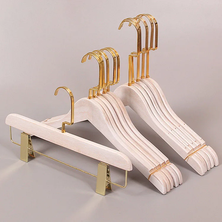 Custom Logo Brand Set Fashion White Wood Clothes Hangers for Shop