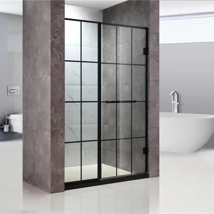Tempered Glass Bathroom Shower Enclosure Swing Frameless Glass Shower Cubicle Door