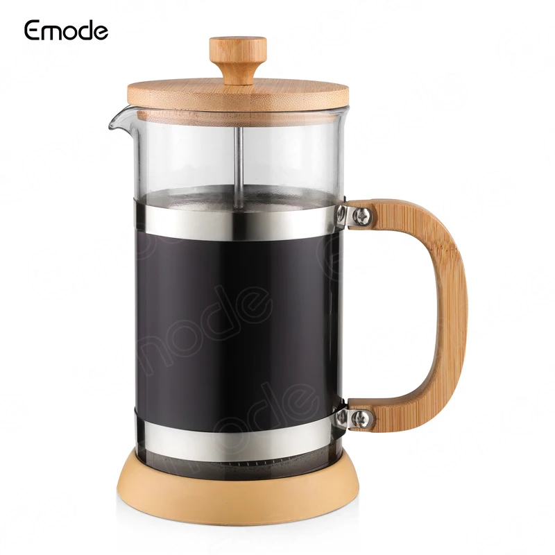 Borosilicate Glass French Press Coffee Maker Durable French Coffee Press with Bamboo Lid