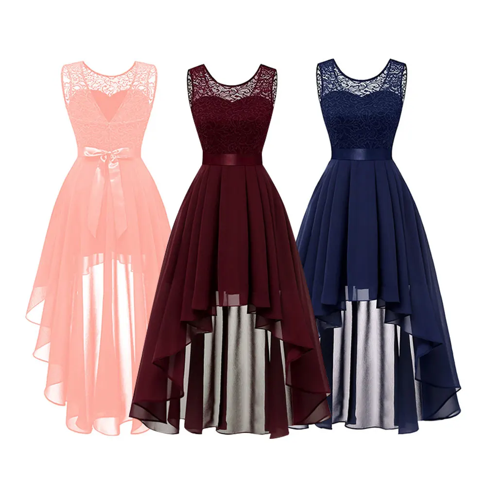 2022 Sleeveless Lace Chiffon Ball Gown Bridesmaid Dresses Wedding Party Robes Long Style Brides Maid Dress Vestidos