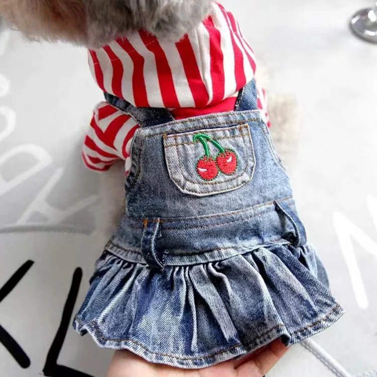 Luxury Clothes Casual Cowboy Rompers Pants Jeans Pet Dog Vests Dress