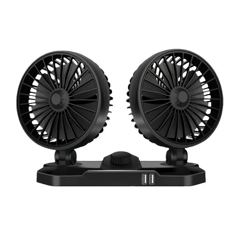 360 Degree fan Rotation Double Fan Car Dashboard USB 12V 24V Mini Fan