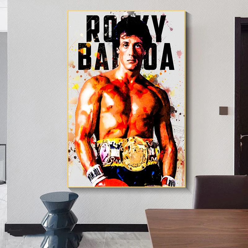 
Watercolor Abstract Rocky Balboa Boxing Bodybuilding Canvas Painting Posters Prints Wall Art Motivational Picture for Home Decor 