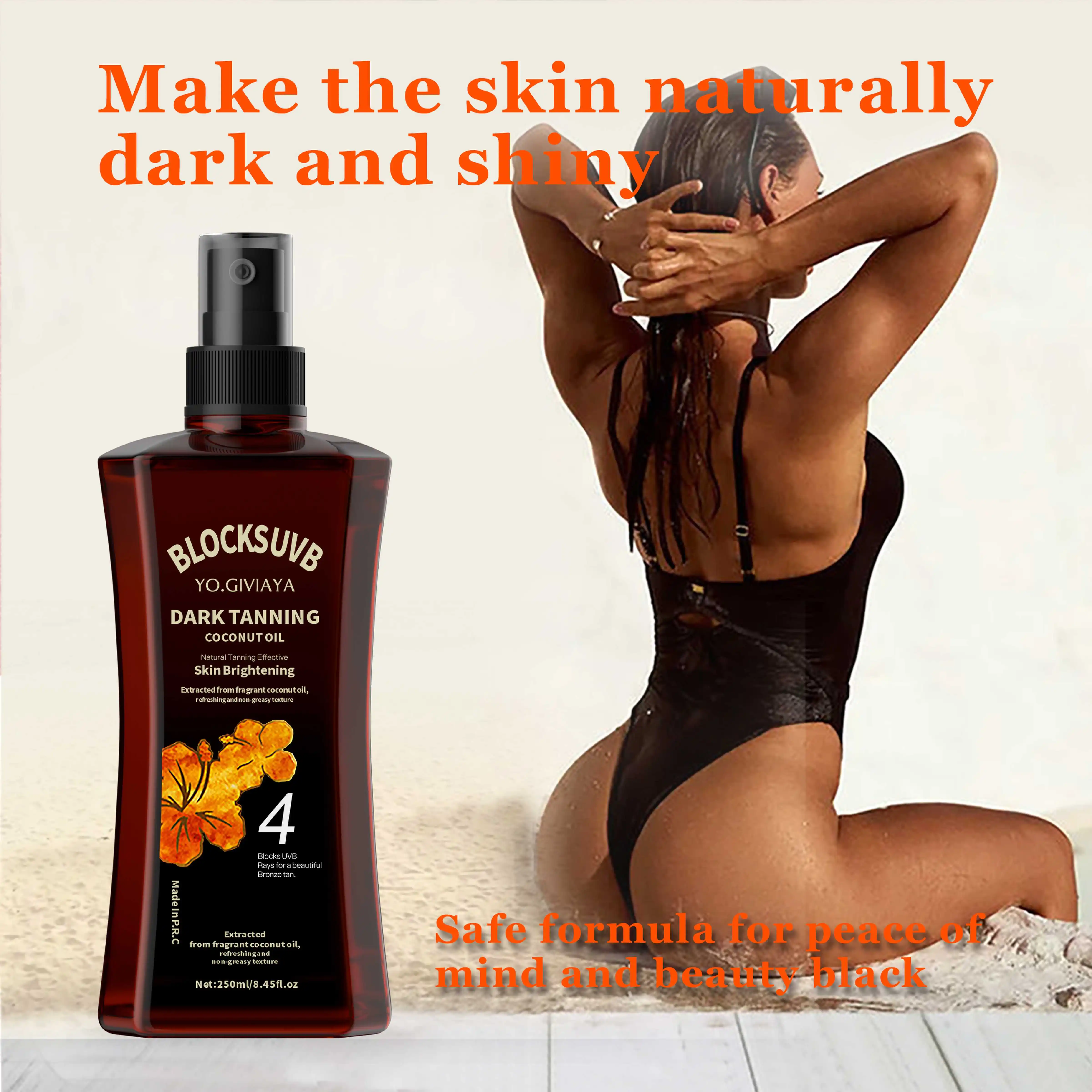 SOLOMUAA Private Label Natural Self Tan Body Oil Instant Tanning Oil Dark Glowing Skin Tanning Oi