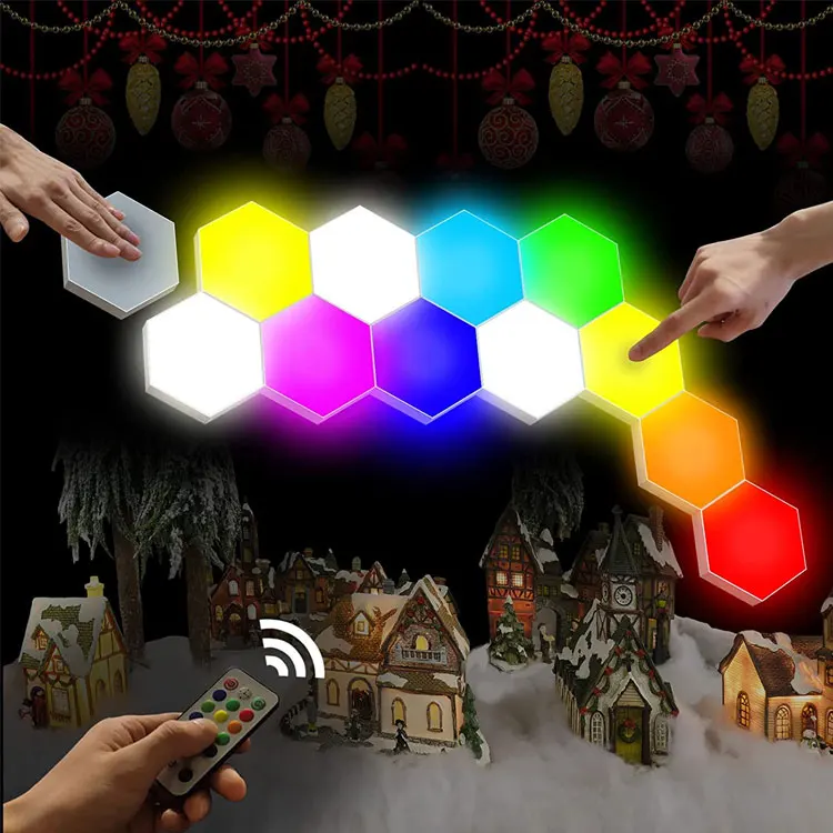 Touch Sensor Geometric Colorful  Panels Bright Hexagon Light Up DIY RGB Hexagonal LED Wall Light