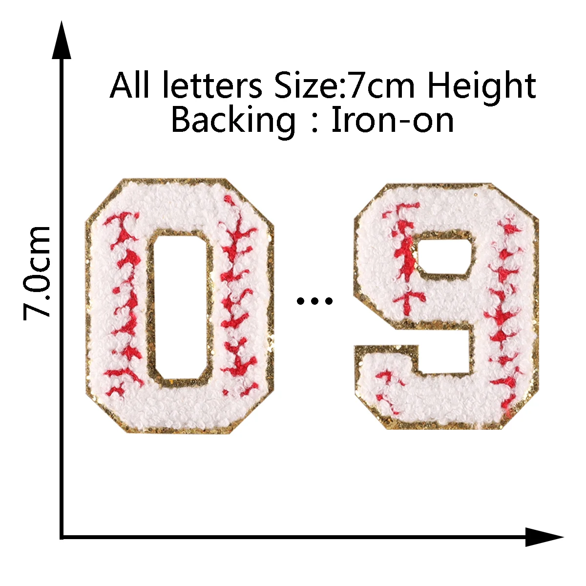 Оптовая продажа блестящие бейсбольные нашивки с цифрами и буквами высота 7 см