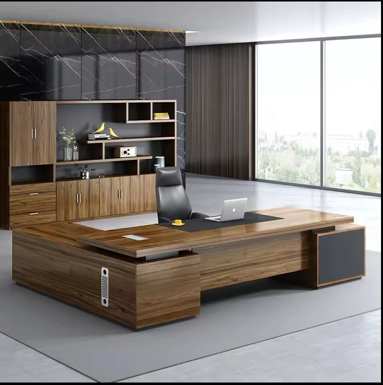 wood executive office desk Office table design mdf home executive L shape boss ceo office table