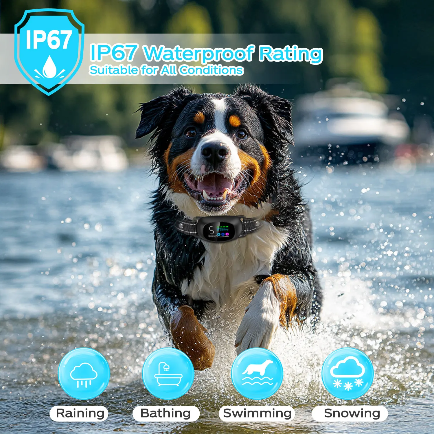 2025 Intelligent Anti Barking Smart Rechargeable Waterproof  Dog Shock Bark Control Collar with Remote Tag for Dogs