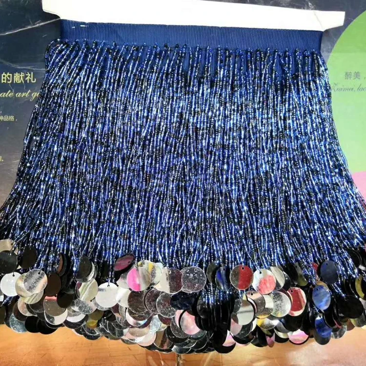 Wholesale 6 Rows Beading Lace Tassels Crystal Beaded Design beaded fringe Tassel Trim for Garment