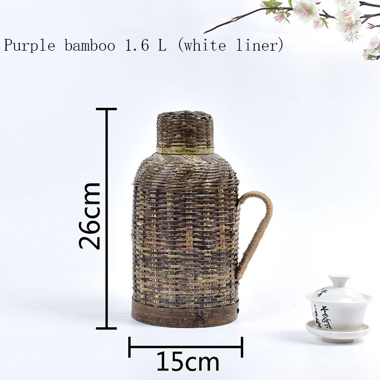 Новый бамбуковый термос винтажный старинный стеклянный с внутренней подкладкой портативный Открытый чайник для