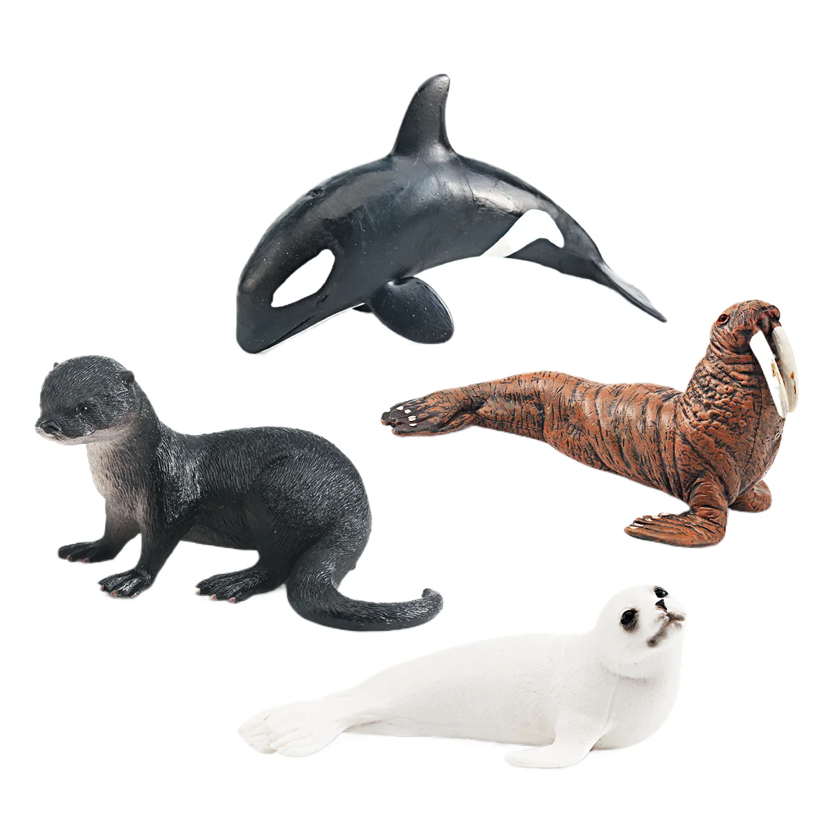 - simulation of Marine animal models Children cognitive orca walrus fur seal tabletop decoration toys