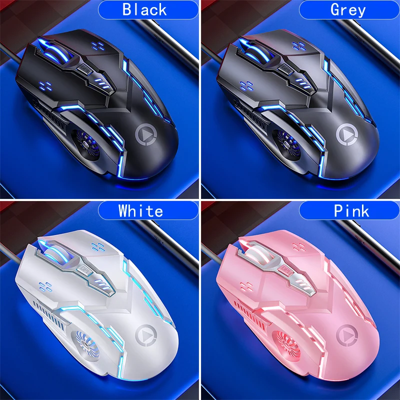 Проводная игровая мышь 6 программируемых кнопок 3200 точек/дюйм USB компьютерная для ноутбука с RGB подсветкой подходит PUBG LOL
