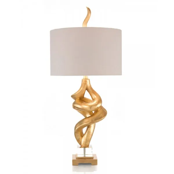French Luxury Home Decorative Living Room Twisted Shape Hand Gilded Sculpture Gold Resin Table Lamp