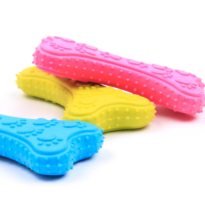 Cross-border exclusively for Amazon TPR pet toys Molar teeth rubber anti-bite paw print biscuit chewing toy