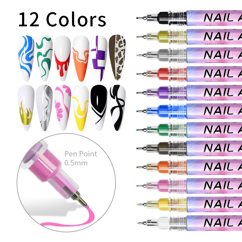 1PC 0.5mm Nail Manicure Tools Plastic Waterproof Painting Liner Oily Brush White Marker Pen Nail Art Graffiti Pen Gel Pencil