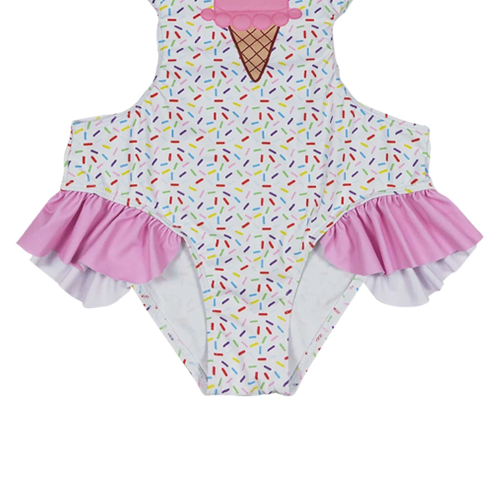 Girls romper pink bow sleeveless firework popsicles print wholesale girls one peace swimsuits boutique low price clothes no moq