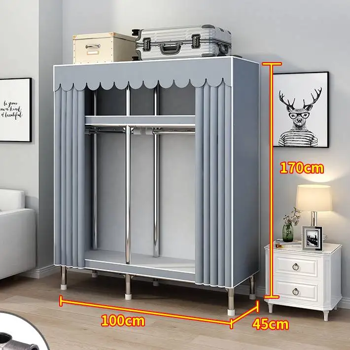 TOMILE furniture portable closet storage clothes organizer bedroom metal fram Fabric combination wardrobe