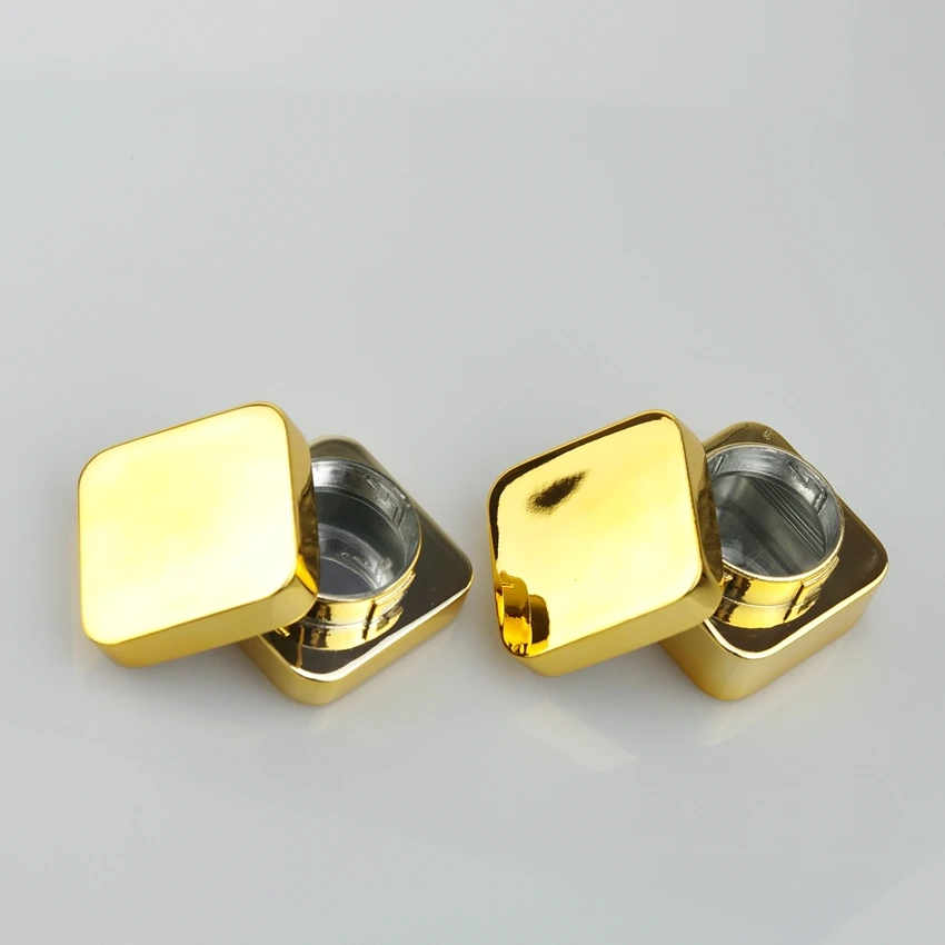 
3ml 5ml mini small glass jar with child proof lid aluminum square Cosmetics Packaging Jar Small Glass Cream Jar 